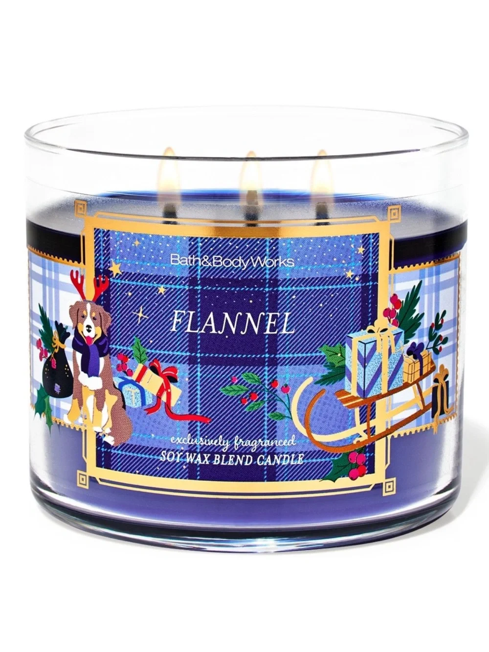 Bath & Body Works Flannel 3 Wick Candle with Decorative Lid